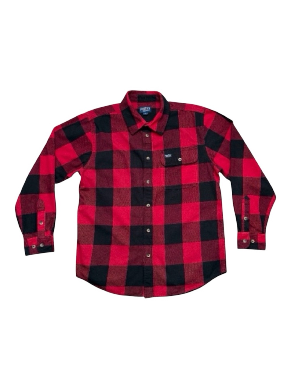 Smith's Workwear Men Red Black Buffalo Plaid Flannel Shirt Jacket Large